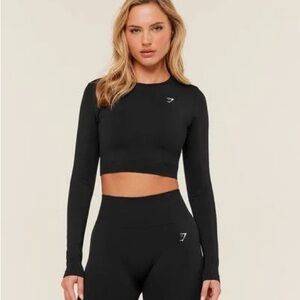 Gymshark Black Long-Sleeve Seamless Crop Top